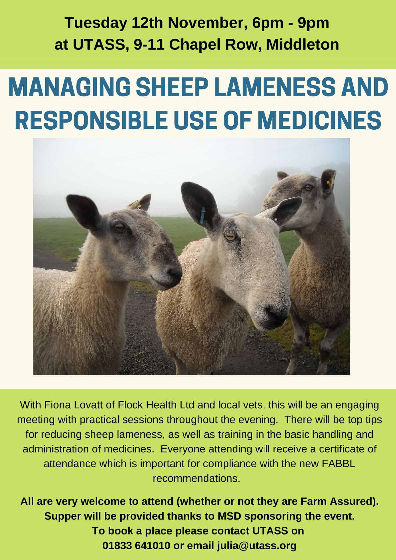 Managing Sheep Lameness & Responsible Use of Medicines Session UTASS