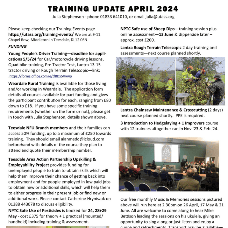 April 2024 Training Update